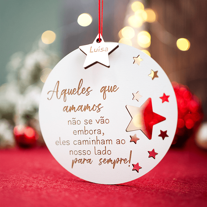 Bola de Natal com Frase Personalizada e Estrela com Nome 2