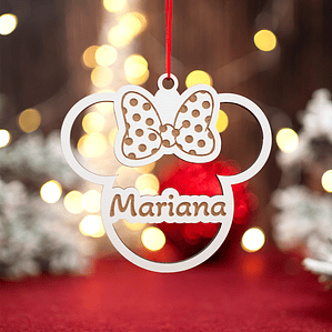 Bola de Natal Minnie e Mickey Personalizada com Nome