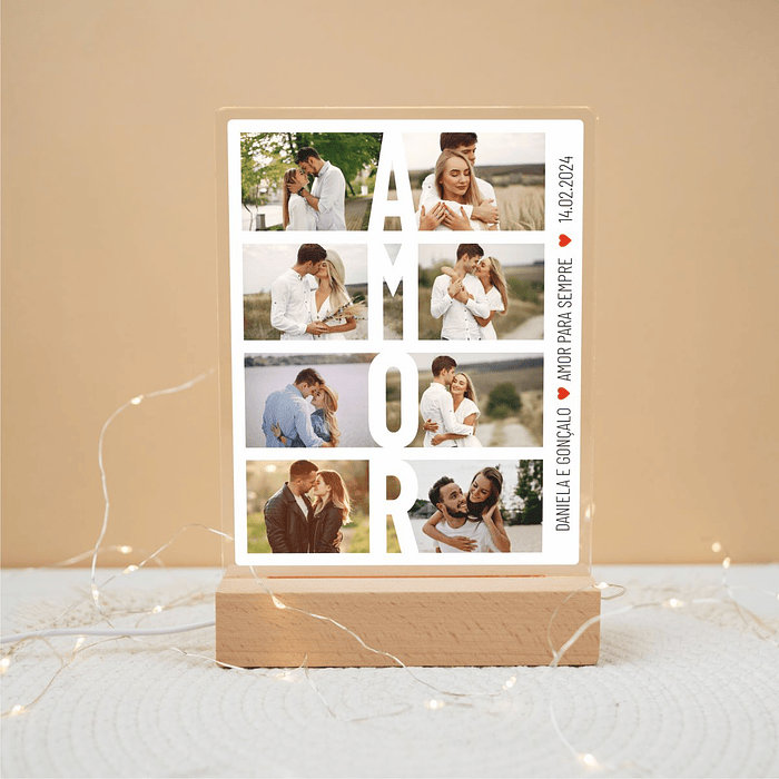 Candeeiro LED Personalizado - 8 Fotografias e Mensagem para Namorados 1