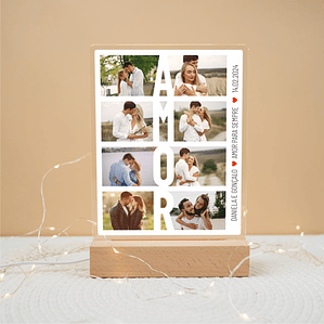 Candeeiro LED Personalizado - 8 Fotografias e Mensagem para Namorados