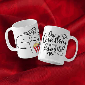 Caneca 'Love Story' com Casal de Florks