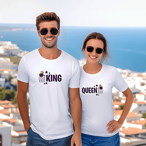 Par de T-shirts Namorados - King e Queen