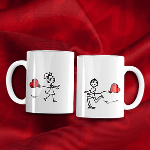 Par de Canecas Casal com Balões Coração