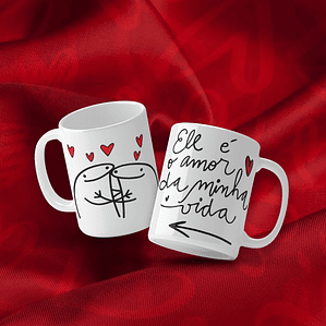 Caneca 'Amor da Minha Vida' com Casal de Florks
