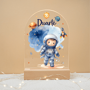 Luz Noturna LED Personalizada de Fantasia – Astronauta, Estrelas, Planetas e Foguetão