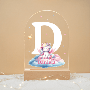 Luz Noturna LED Personalizada de Fantasia – Unicórnios, Nuvens e Estrelas