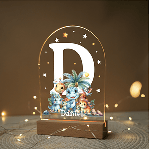 Luz Noturna LED Personalizada de Fantasia – Grupo de Dinossauros