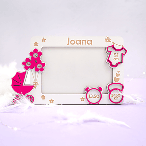 Moldura com Dados de Nascimento - Carrinho de Bebé