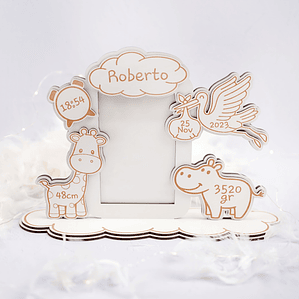 Moldura com Dados de Nascimento - Tema Animais
