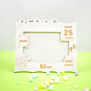 Moldura Dados de Nascimento - Nome Recortado, Minnie e Mickey