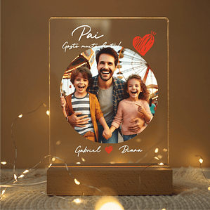 Candeeiro LED - Dia do Pai (Foto Circular + Dedicatória)
