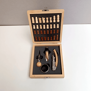 Set de Vinhos e Xadrez Personalizado em Bambu