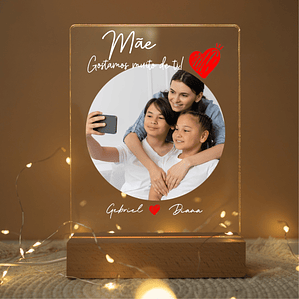 Candeeiro LED Dia da Mãe (Foto Circular + Dedicatória)