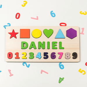 Jogo de Encaixe com Formas e Números - Personalizado com Nome