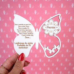 Lembrança Batismo / Primeira Comunhão / Profissão de Fé / Crisma - Borboleta