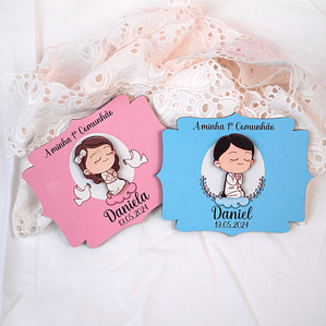 Lembrança Personalizável para Batismo / Primeira Comunhão / Profissão de Fé / Crisma - M1