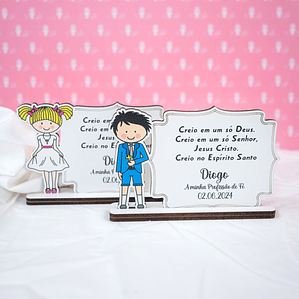 Lembrança Personalizável para Batismo / Primeira Comunhão / Profissão de Fé / Crisma - M3