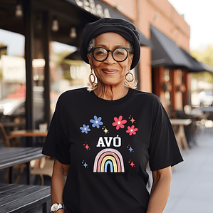 T‑shirt “Avó” – Arco‑íris & Flores