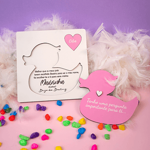 Convite Batismo Patinho com Mensagem Personalizada