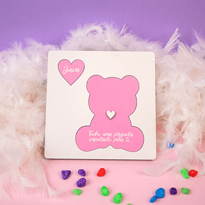 Convite Batismo Ursinho com Pézinho para Padrinho/Madrinha