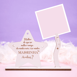 Convite Estrela com Foto para Padrinho/Madrinha de Batismo