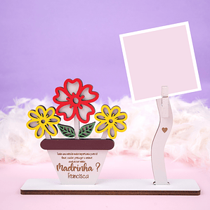 Convite Flôr com Fotografia para Batismo Personalizado