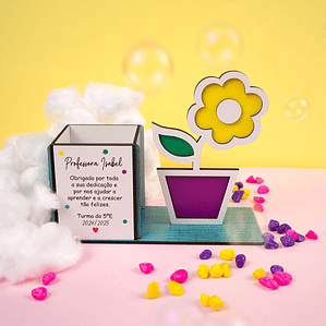 Caixa Porta‑Lápis “Flôr” Personalizada