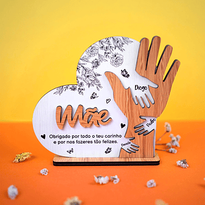Placa “Mão com Nomes” Personalizada – Para Avó, Avô, Pais ou Avós
