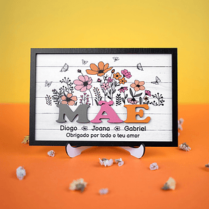 Placa Floral com Nomes Personalizados – Para Avó, Mãe, Pai ou Avós