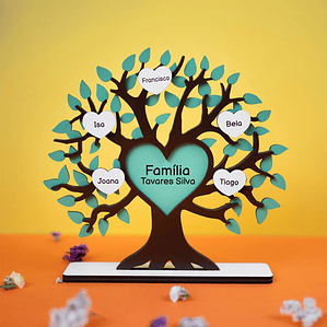 Árvore da Família 3D com Nomes e Dedicatória Personalizada