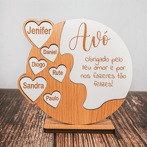 Placa Circular com Nomes e Dedicatória – Avós / Família