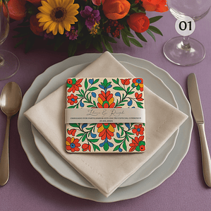 Azulejo Personalizado com Padrão e Fita – Lembrança de Casamento