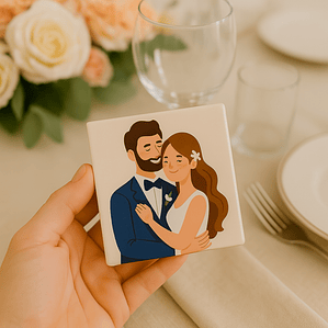 Azulejo Personalizado com Fotografia ou Desenho – Lembrança Única de Casamento
