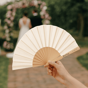 Leque personalizável em madeira e algodão