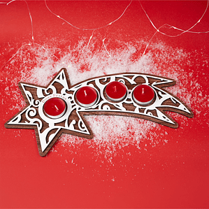 Centro de mesa natalício estrela cadente com velas