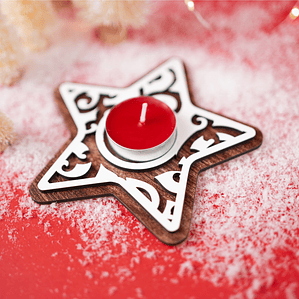 Centro de mesa estrela com vela aromática