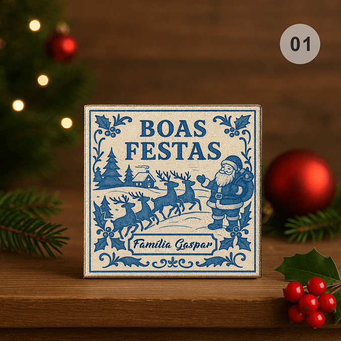Azulejo com Íman Personalizado com nome - Tema Natal Azulejos Personalizados 2
