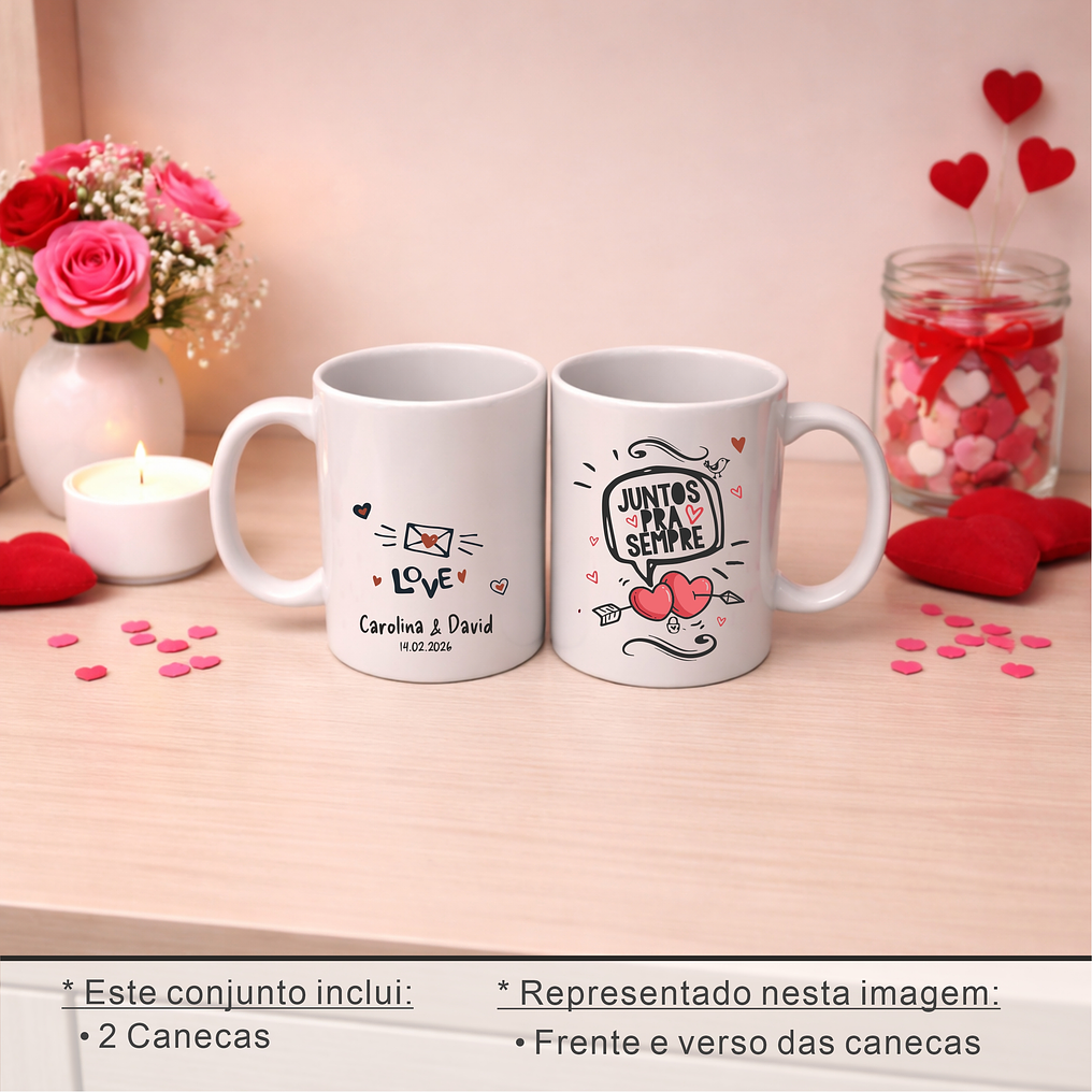 Conjunto Namorados – Juntos pra Sempre – Moldura, Caneca e Porta-chaves Personalizados 5