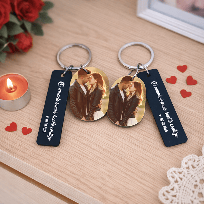 Porta-Chaves de Casal Personalizados com foto – Eternamente Dele & Dela 1
