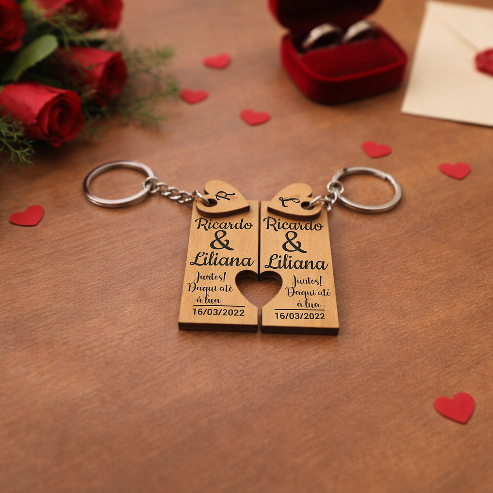 Conjunto Porta-chaves Puzzle com Coração Personalizado 1