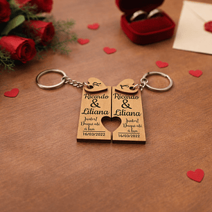 Conjunto Porta-chaves Puzzle com Coração Personalizado