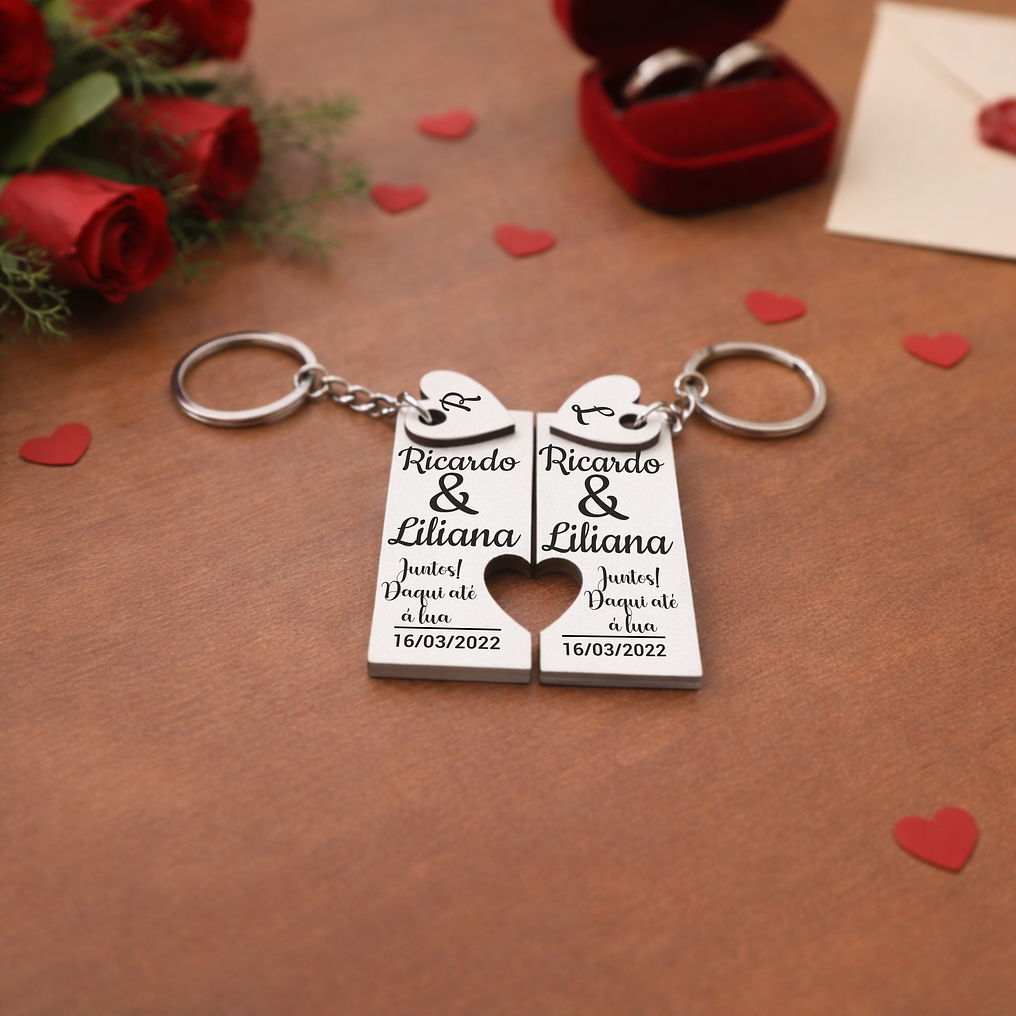 Conjunto Porta-chaves Puzzle com Coração Personalizado 2