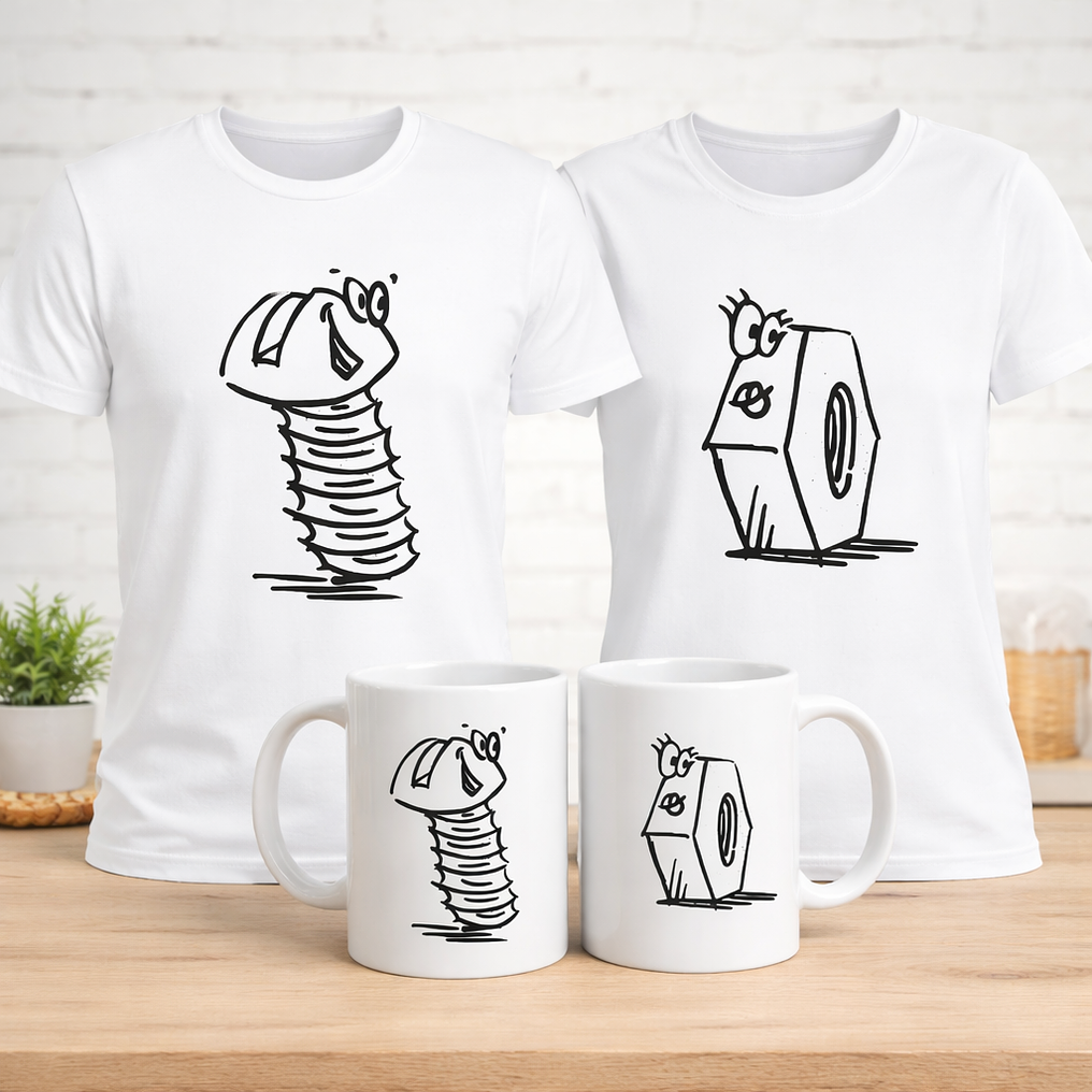 Pack T-Shirts + Canecas Namorados – Porca & Parafuso 2