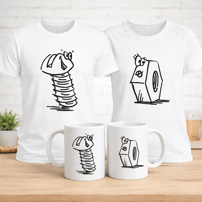 Pack T-Shirts + Canecas Namorados – Porca & Parafuso 2