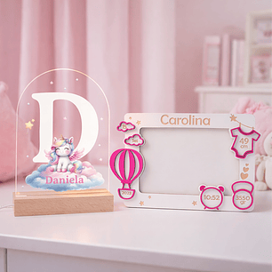 Pack Candeeiro LED + Moldura Dados de Nascimento – Fantasia