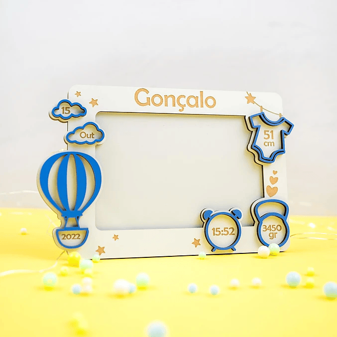 Pack Candeeiro LED + Moldura Dados de Nascimento – Fantasia 3