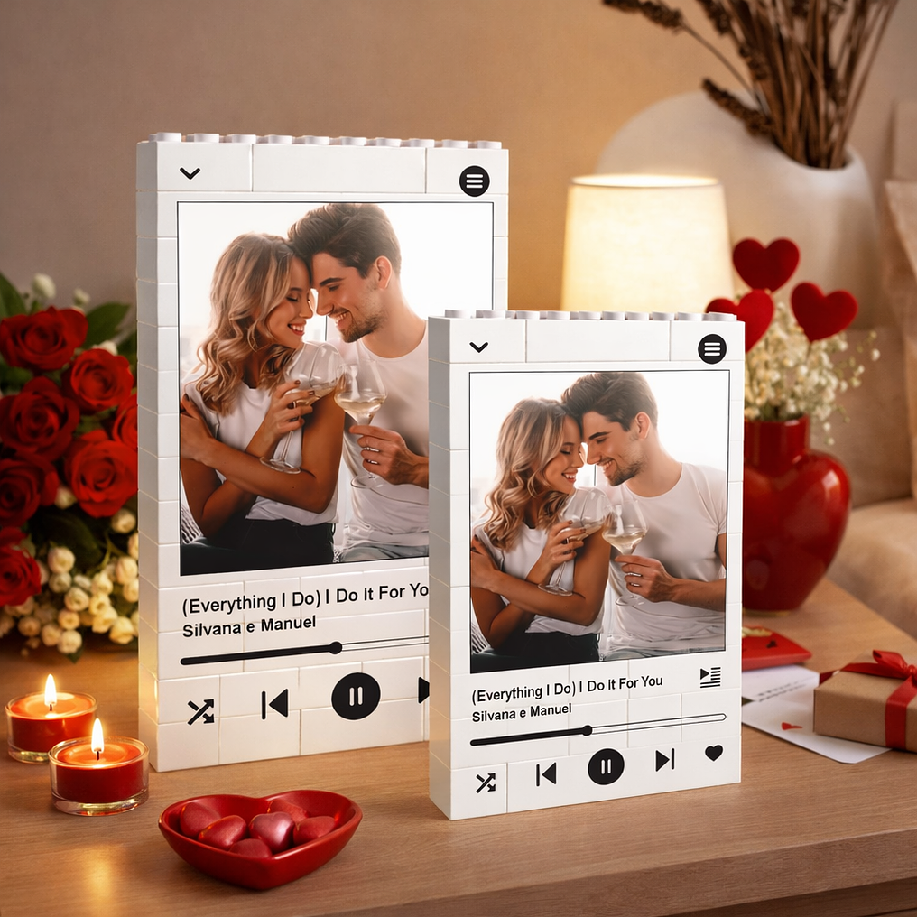 Puzzle Brick - Parede de Blocos Personalizada com Fotografia e Dedicatória - Música 1