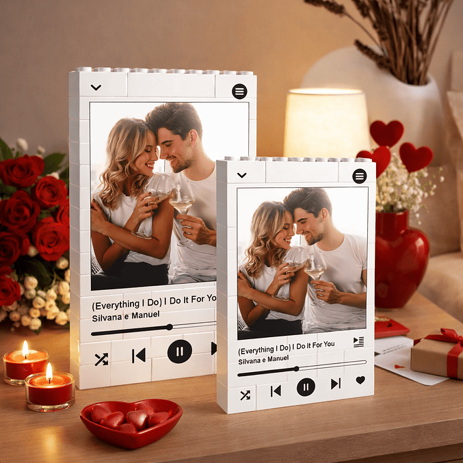 Puzzle Brick - Parede de Blocos Personalizada com Fotografia e Dedicatória - Música 1