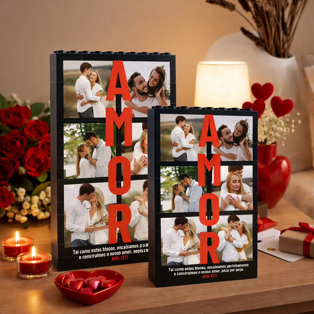Puzzle Brick - Parede de Blocos Personalizada com 6 Fotografias e Dedicatória 2