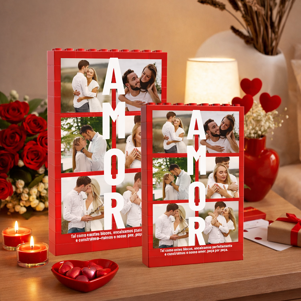 Puzzle Brick - Parede de Blocos Personalizada com 6 Fotografias e Dedicatória 3